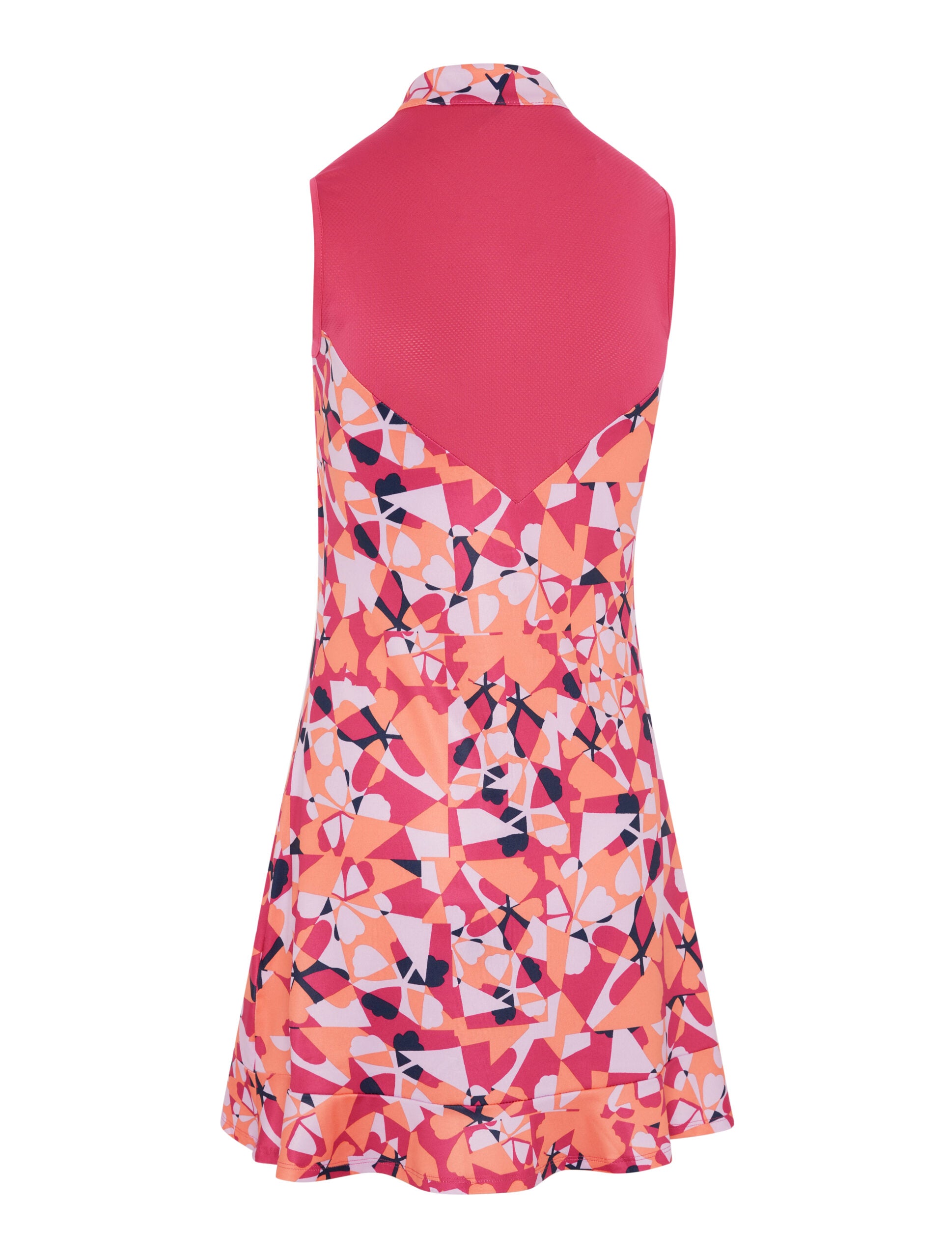 Geometric Floral Print Flounce Golf Dress