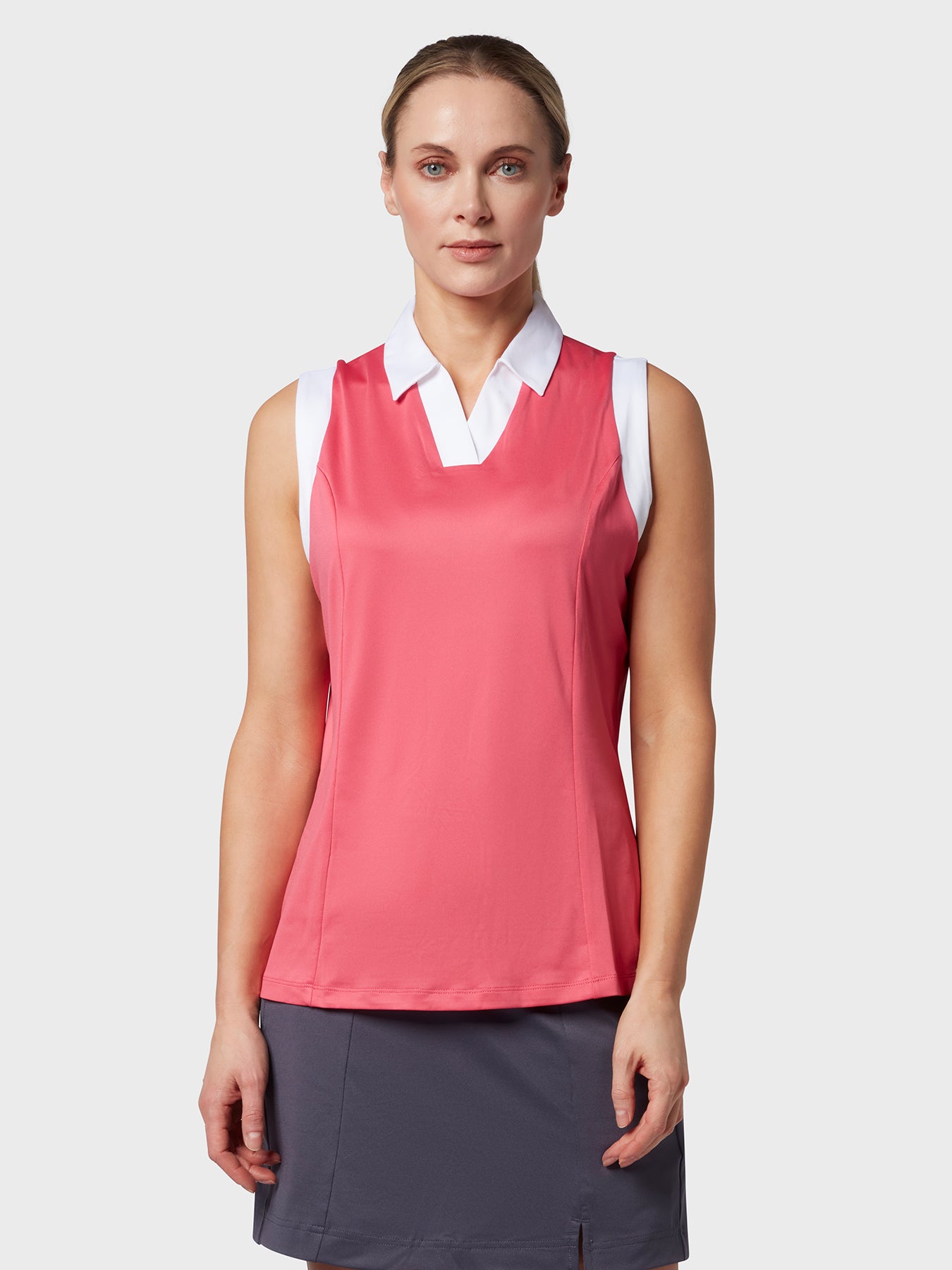 Sleeveless V-Placket Colourblock Polo