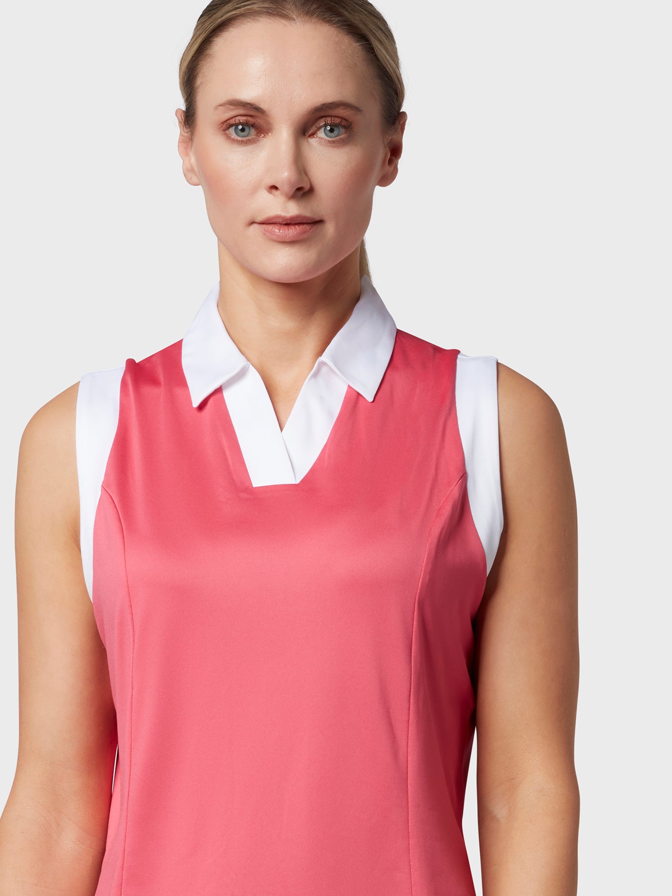 Sleeveless V-Placket Colourblock Polo