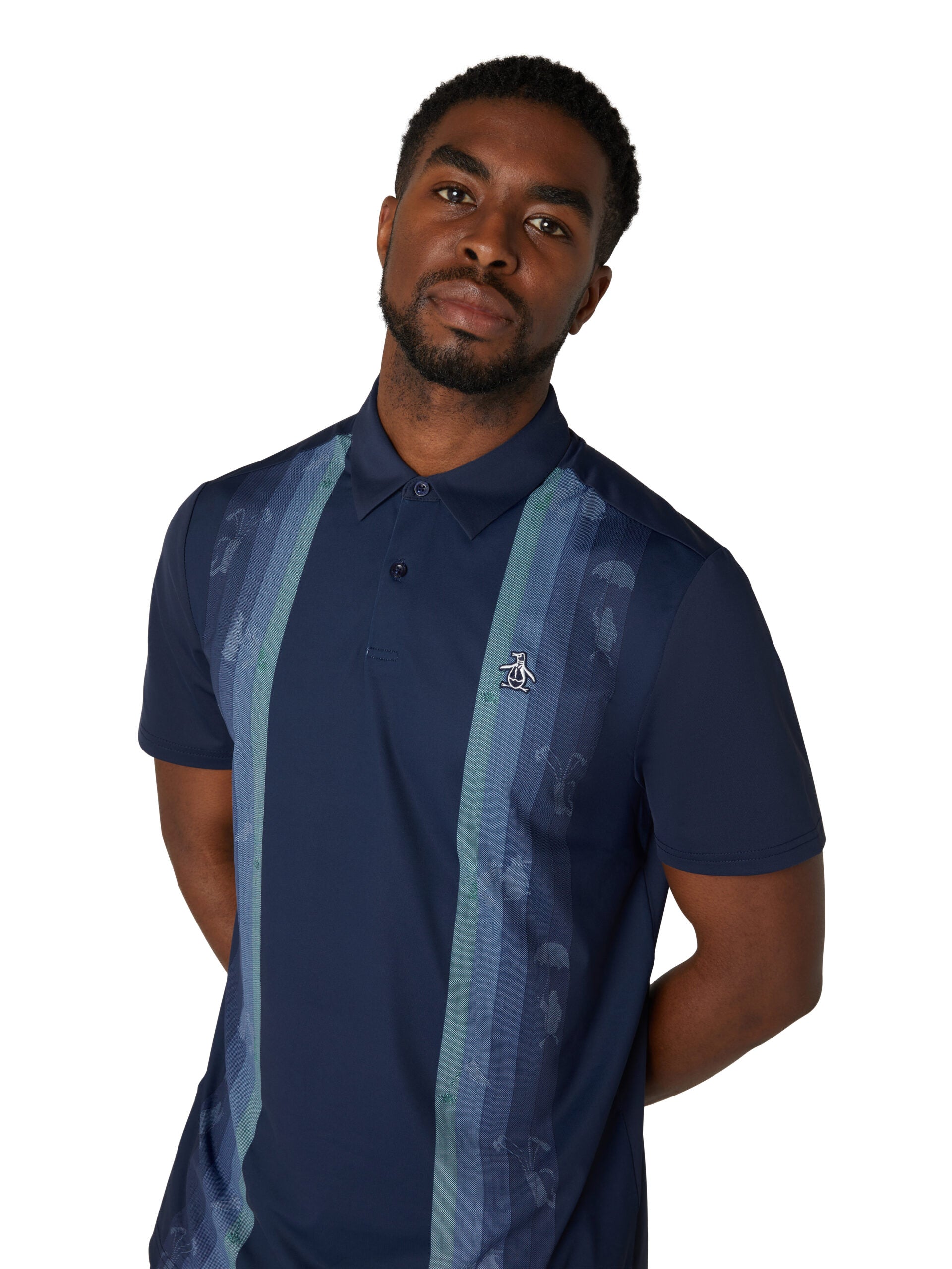 Pete Vertical Colour Block Print Golf Polo